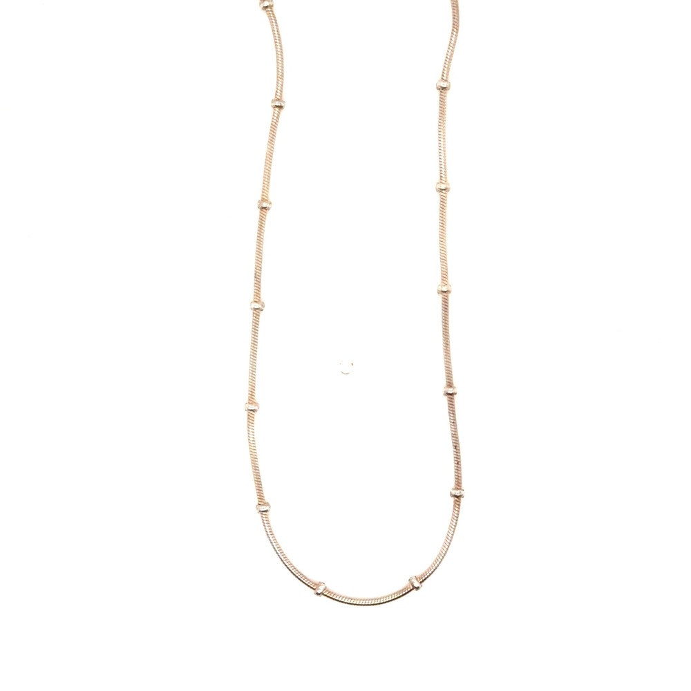Sterling Silver Station Bead Snake Chain Necklace 18 Inch 3.8g Minimalist Silver